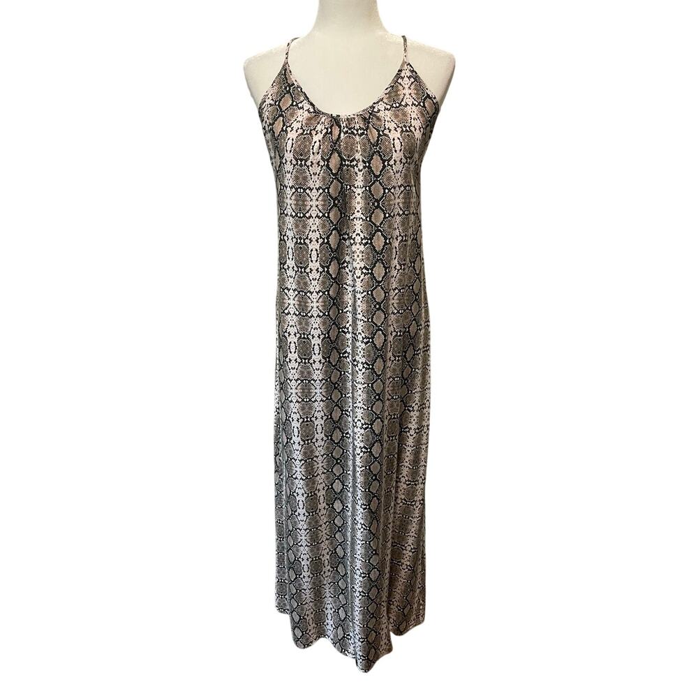 Melissa Odabash Snake Print Maxi Dress Sz S 100% Viscose Open Back Resort